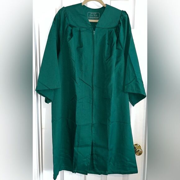 Green Graduation Gown Zip Oak Hall 5'0"- 5'2"  Theater Halloween Costume Cosplay - Picture 3 of 3